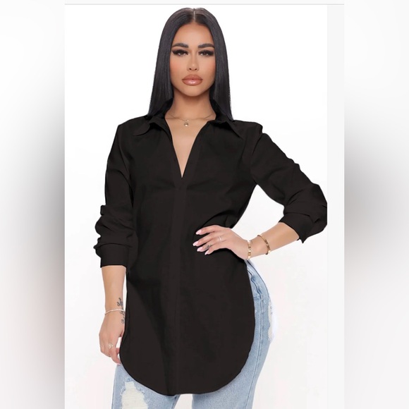 Fashion Nova Tres Chic Poplin Shirt - Picture 2 of 3